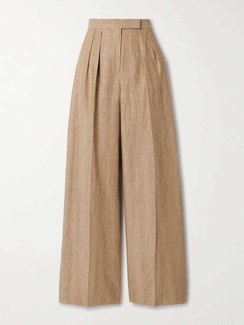 Max Mara Pleated Linen Wide-leg Pants