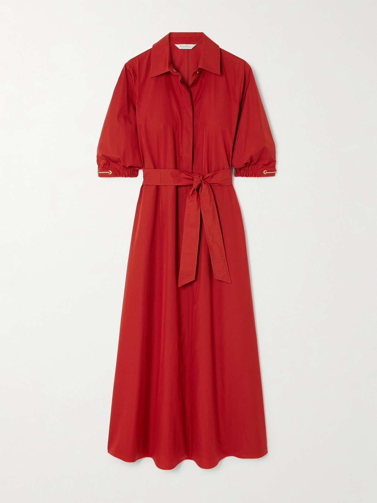 Max Mara - Hoyo Cotton-poplin Midi Shirt Dress - Red