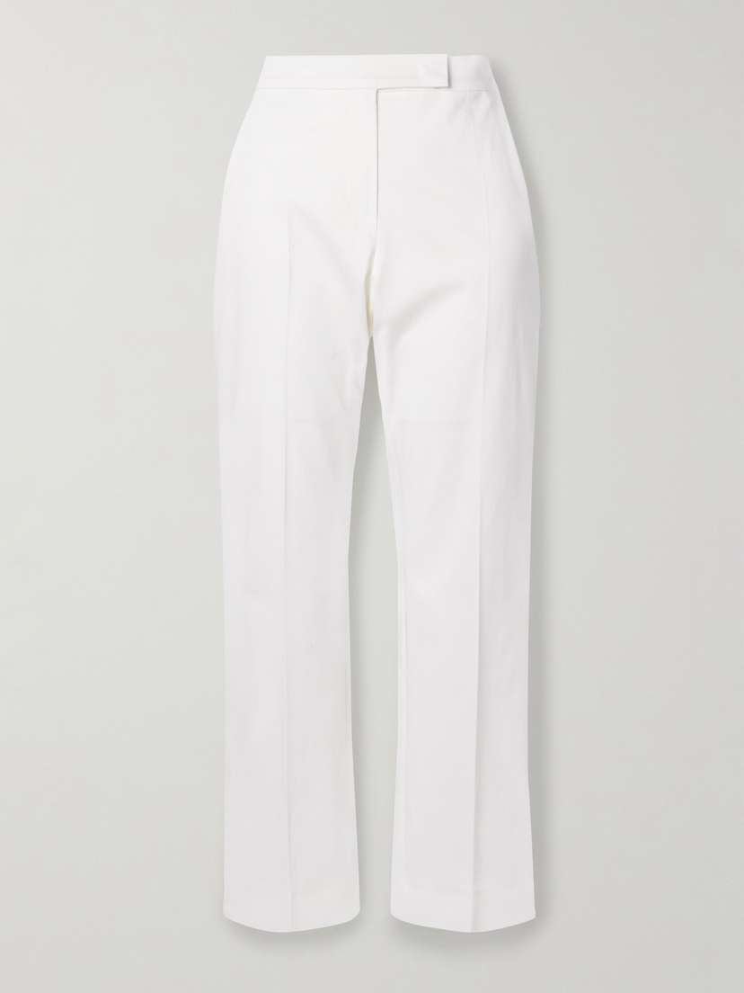 Max Mara Okra Cotton-blend Straight-leg Pants