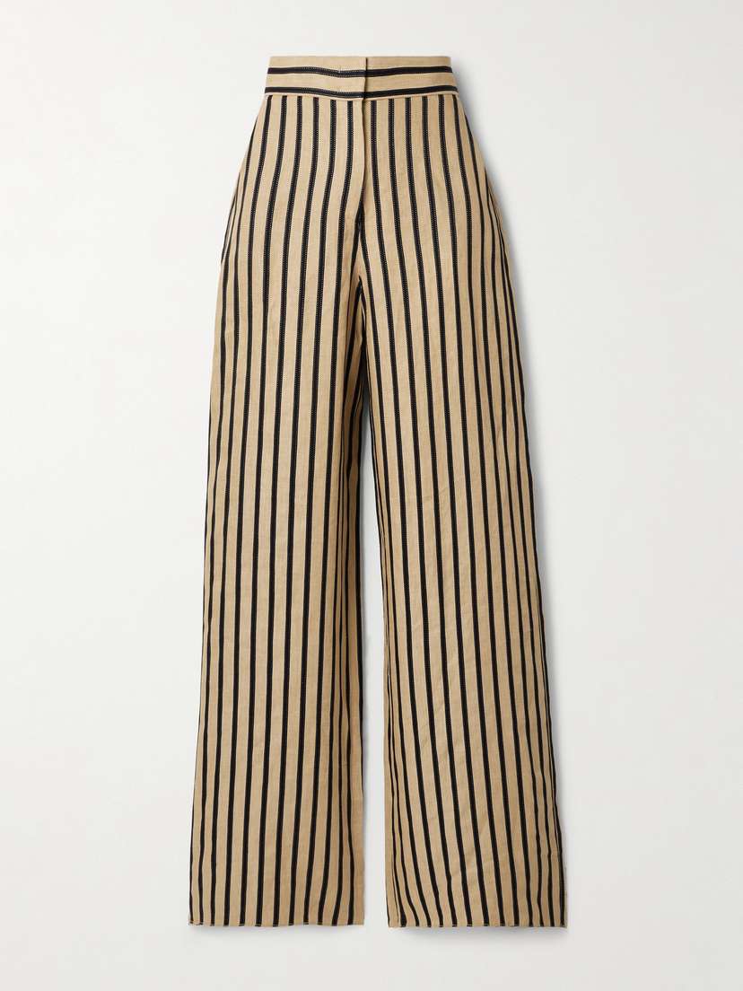Max Mara Striped Linen-blend Wide-leg Pants