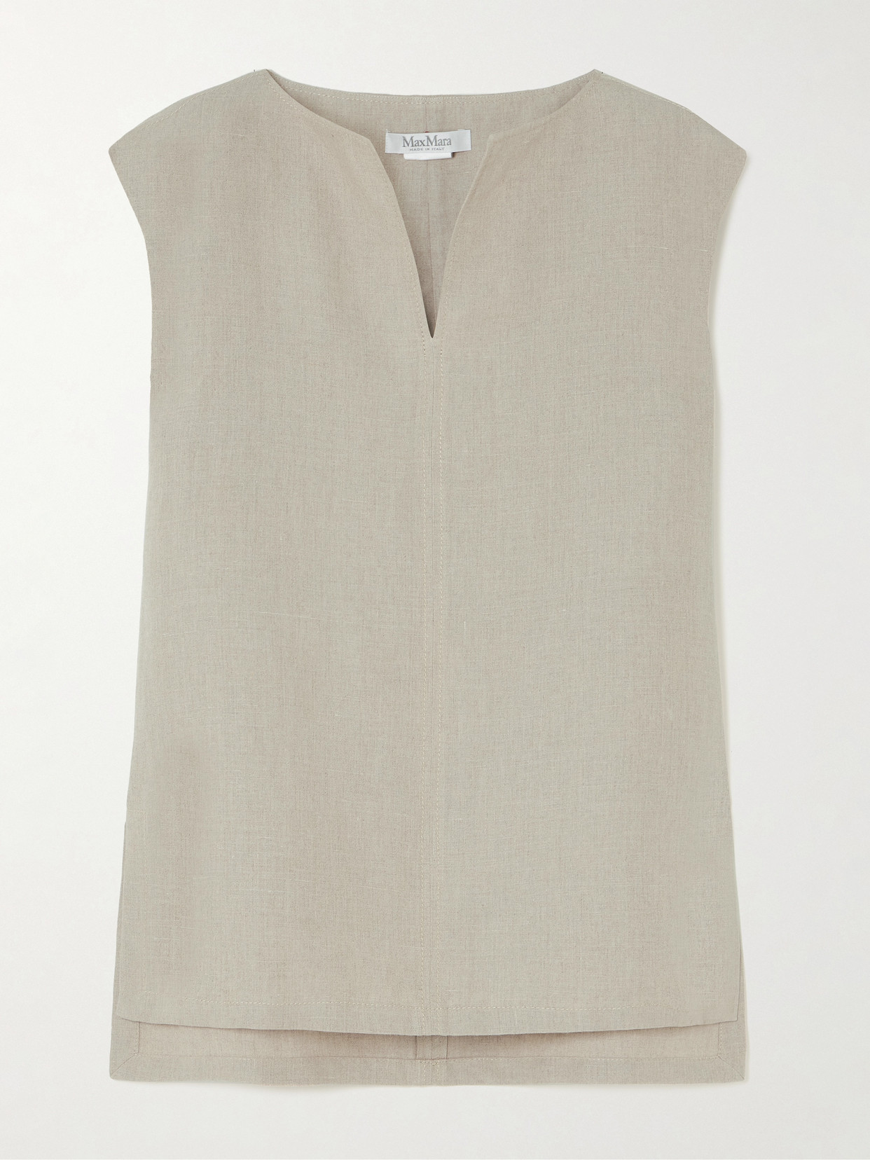 Max Mara Split Neckline Sleeveless Blouse In Ecru