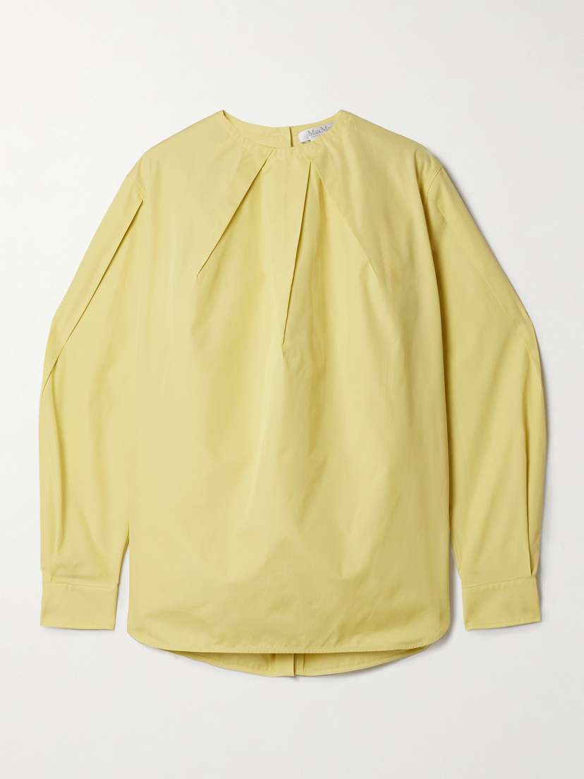 Max Mara Olinto Pleated Cotton-poplin Blouse