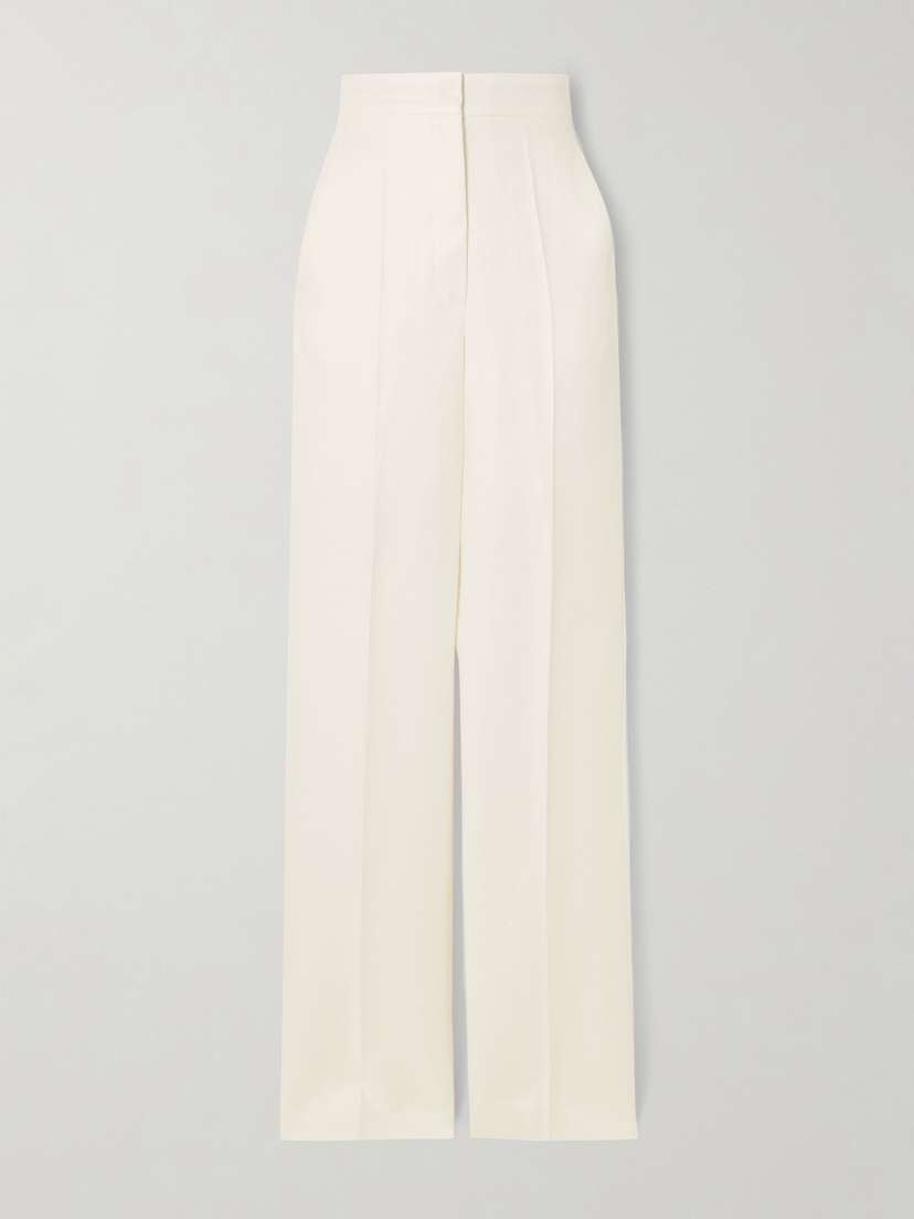 Max Mara Aversa Embroidered Linen Wide-leg Pants