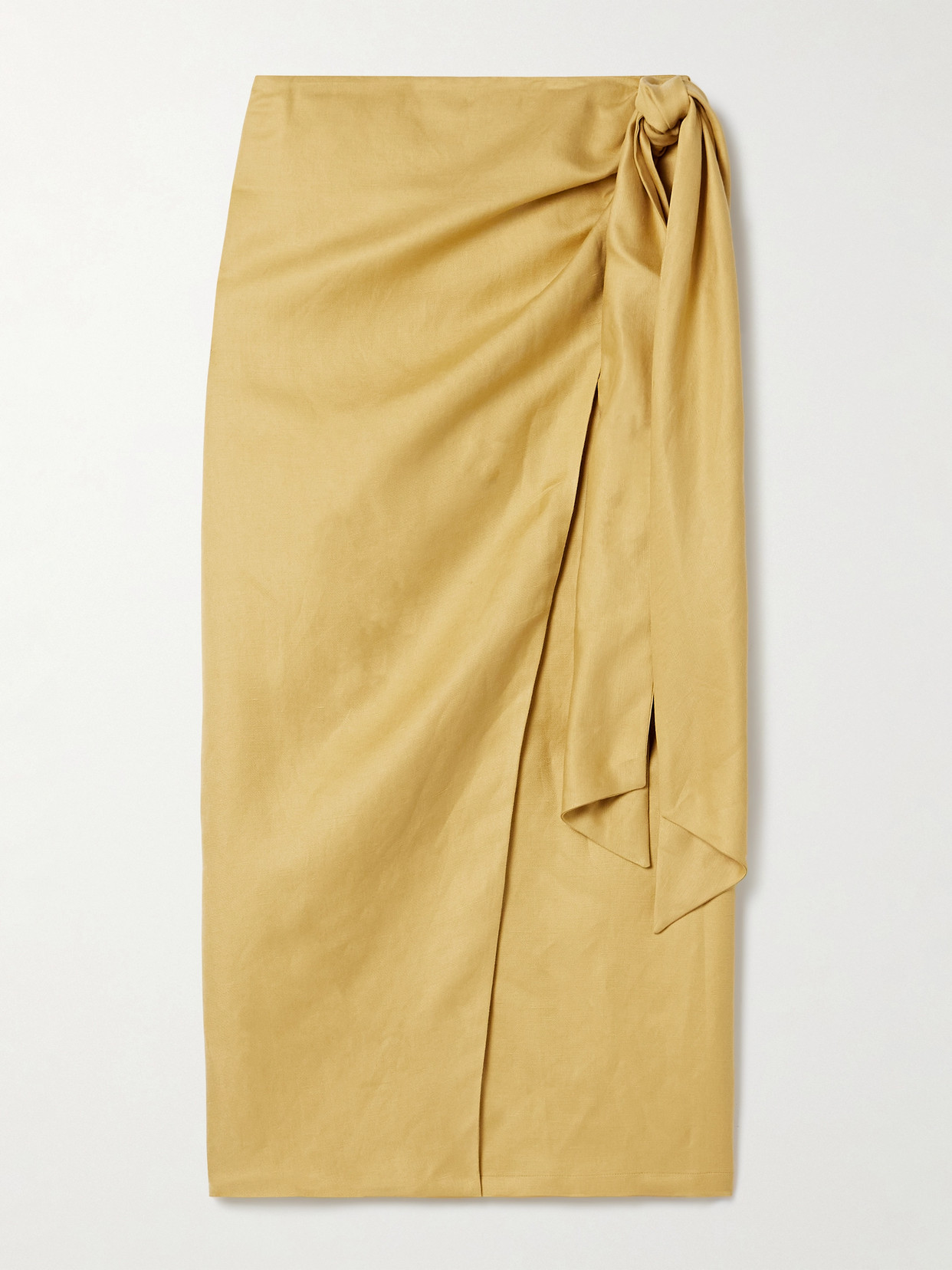 Max Mara Wrap Midi Skirt With High Waist Bow In Yellow
