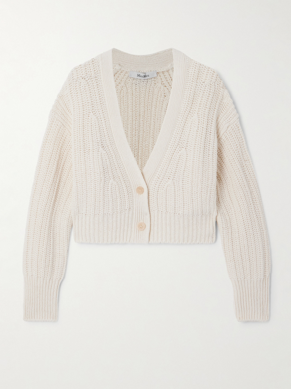 Max Mara Stelvio Ribbed Linen And Cotton-blend Cardigan In White