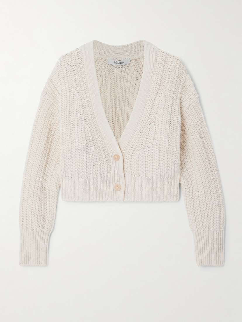 Max Mara Stelvio Ribbed Linen And Cotton-blend Cardigan