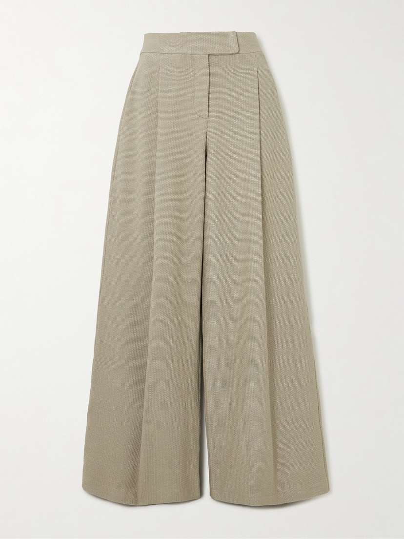 Max Mara Aereo Pleated Metallic Cotton-blend Jacquard Wide-leg Pants