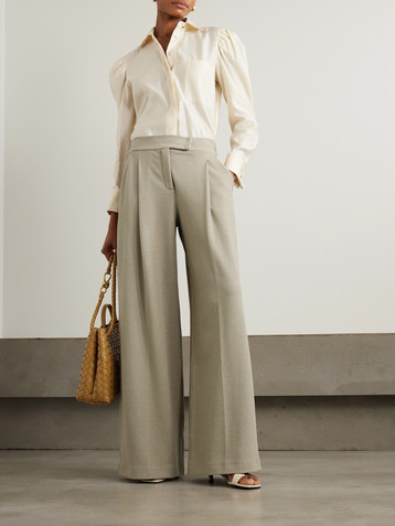 Max Mara Aereo pleated metallic cotton-blend jacquard wide-leg pants