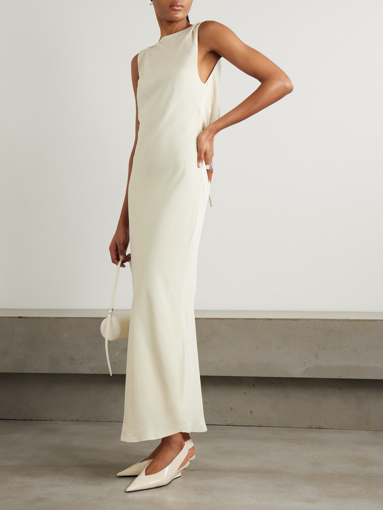 St Agni Draped Lenzing™ Lyocell And Ecovero™-blend Maxi Dress In Cream