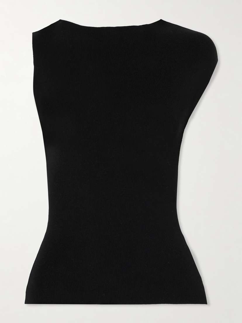 St. Agni Asymmetric Ribbed-knit Top