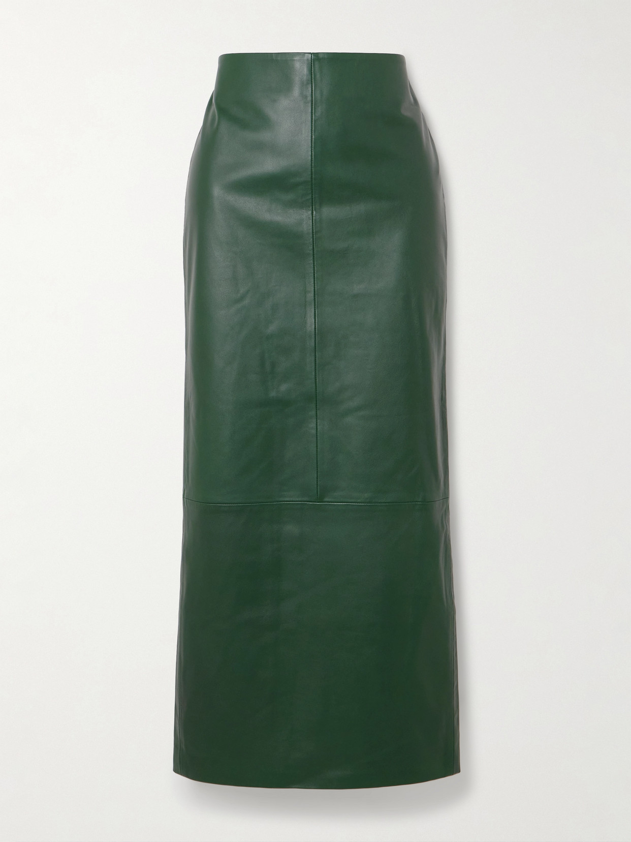 St Agni Leather Column Midi Skirt In Green