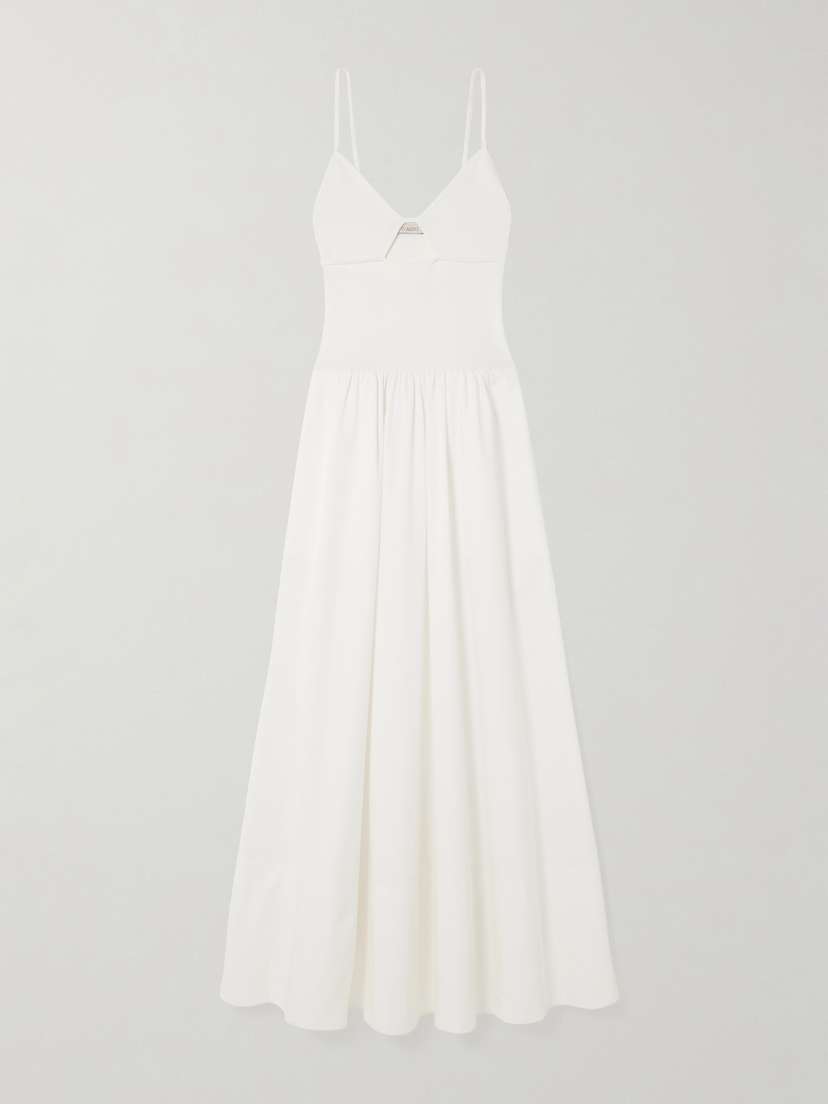 St. Agni Cutout Stretch-knit And Cotton-poplin Maxi Dress