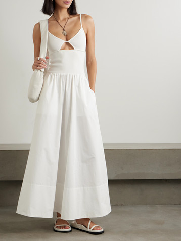 St. Agni Cutout stretch-knit and cotton-poplin maxi dress