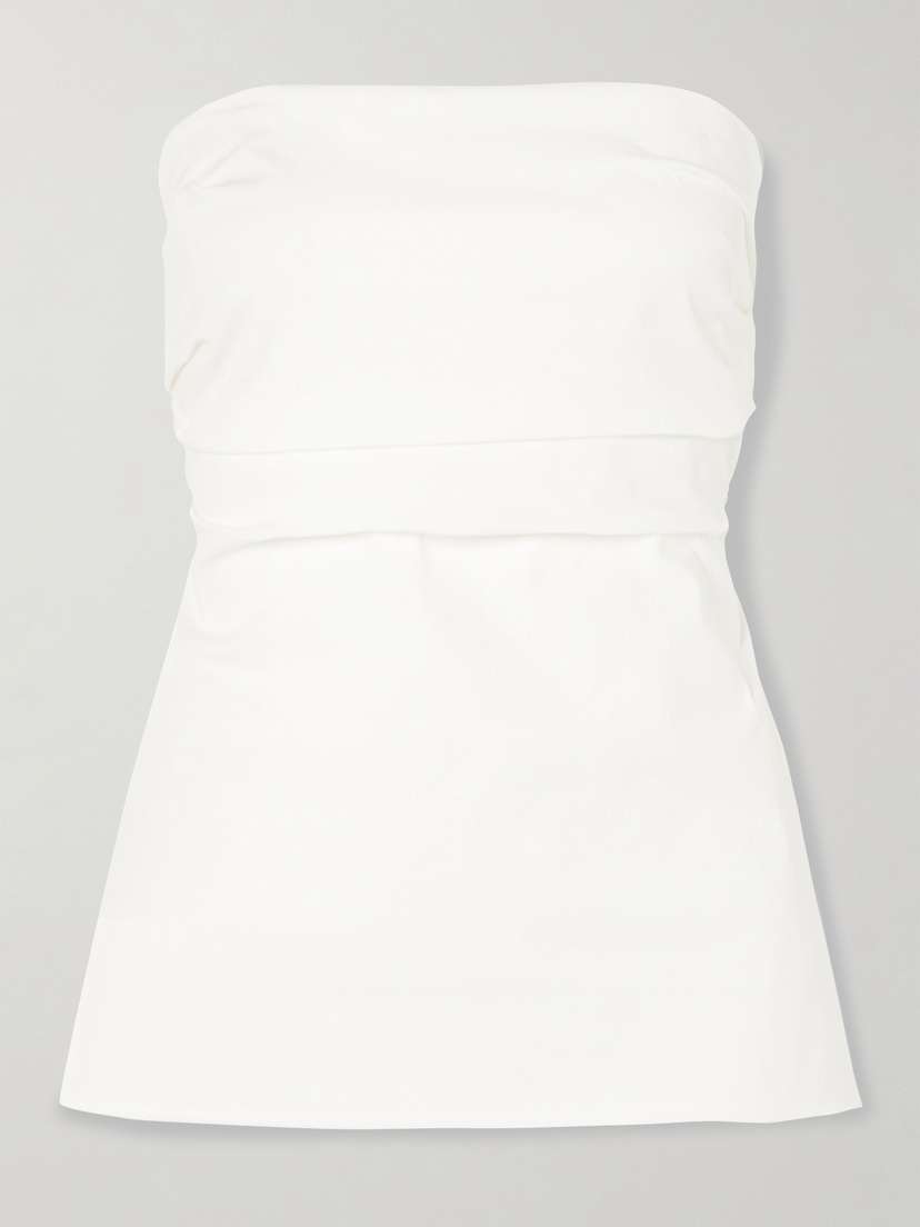 St. Agni Strapless Tie-back Ruched Cotton-blend Top