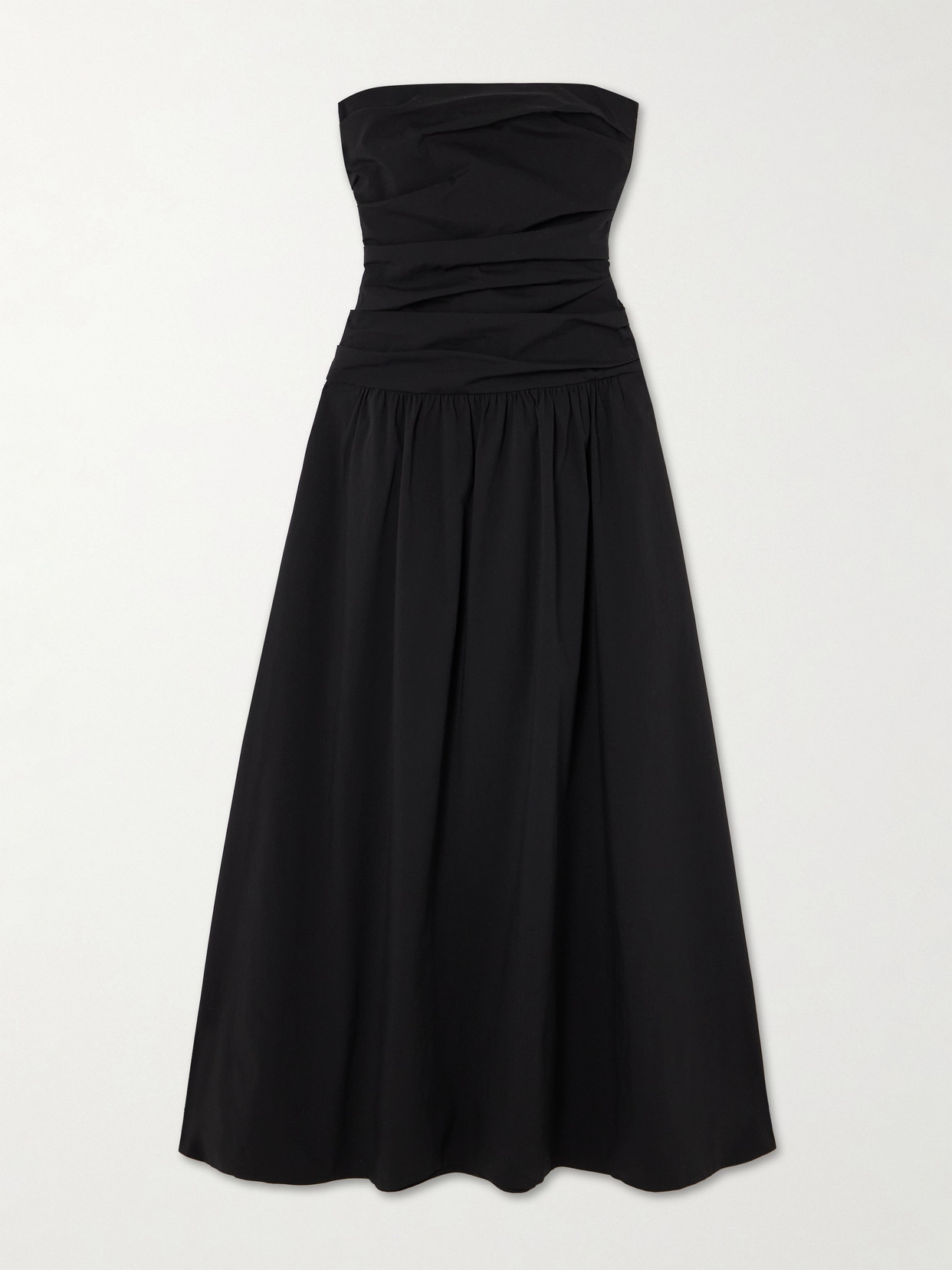 St Agni Black Gathered Strapless Tie Back Maxi Dress