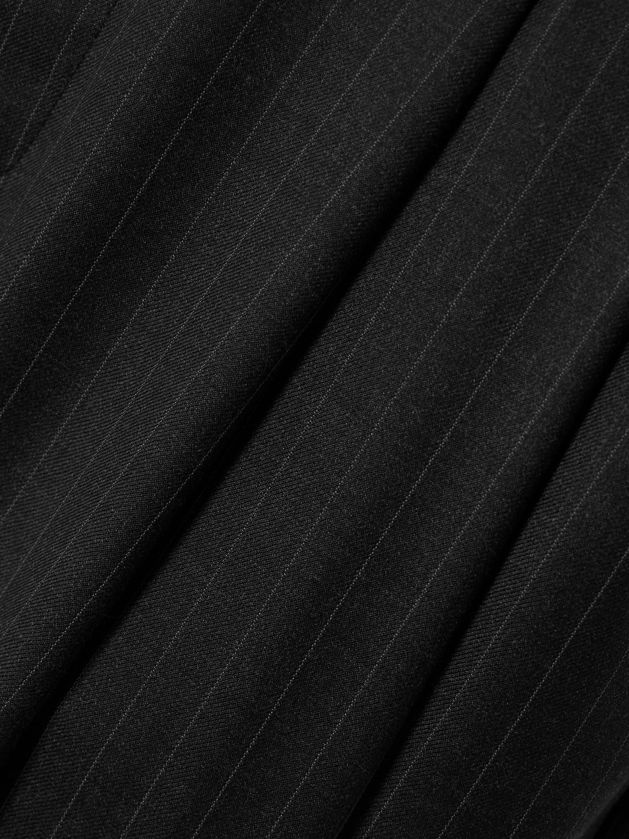 St Agni Adjust Pleated Pinstriped Wool-blend Wide-leg Pants In Black