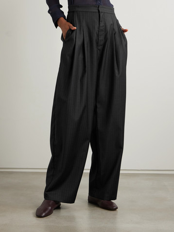 St. Agni Adjust pleated pinstriped wool-blend wide-leg pants