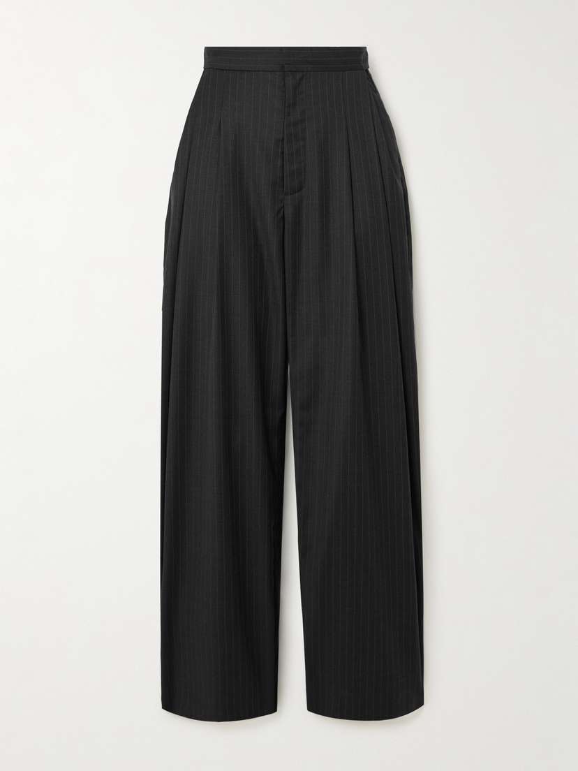 St. Agni Adjust Pleated Pinstriped Wool-blend Wide-leg Pants