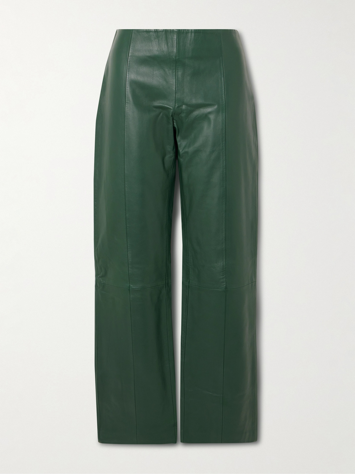 St Agni Leather Straight-leg Pants In Green