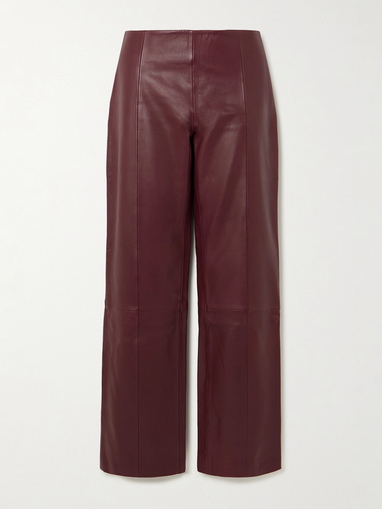 St Agni Leather Straight-leg Pants In Burgundy