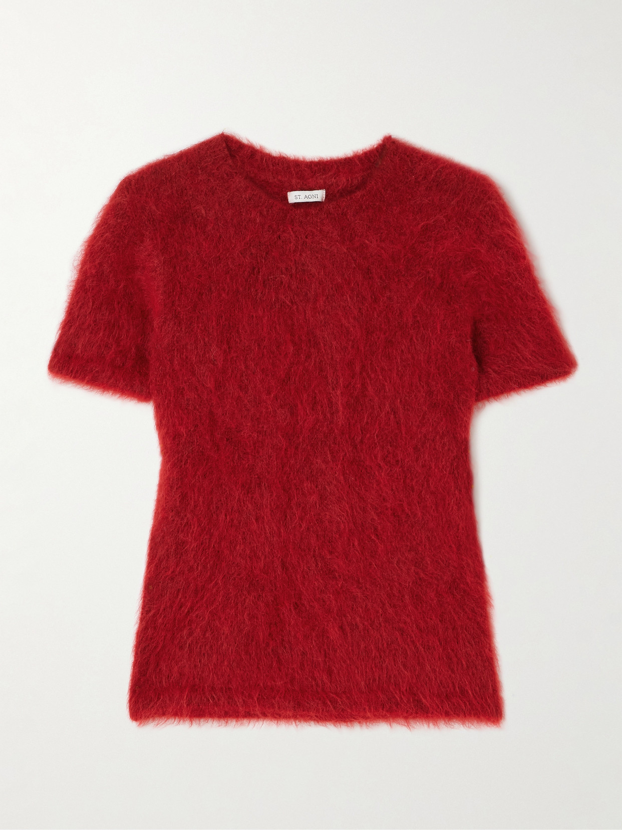 St Agni Baby Tee Brushed Alpaca-blend Sweater In Red