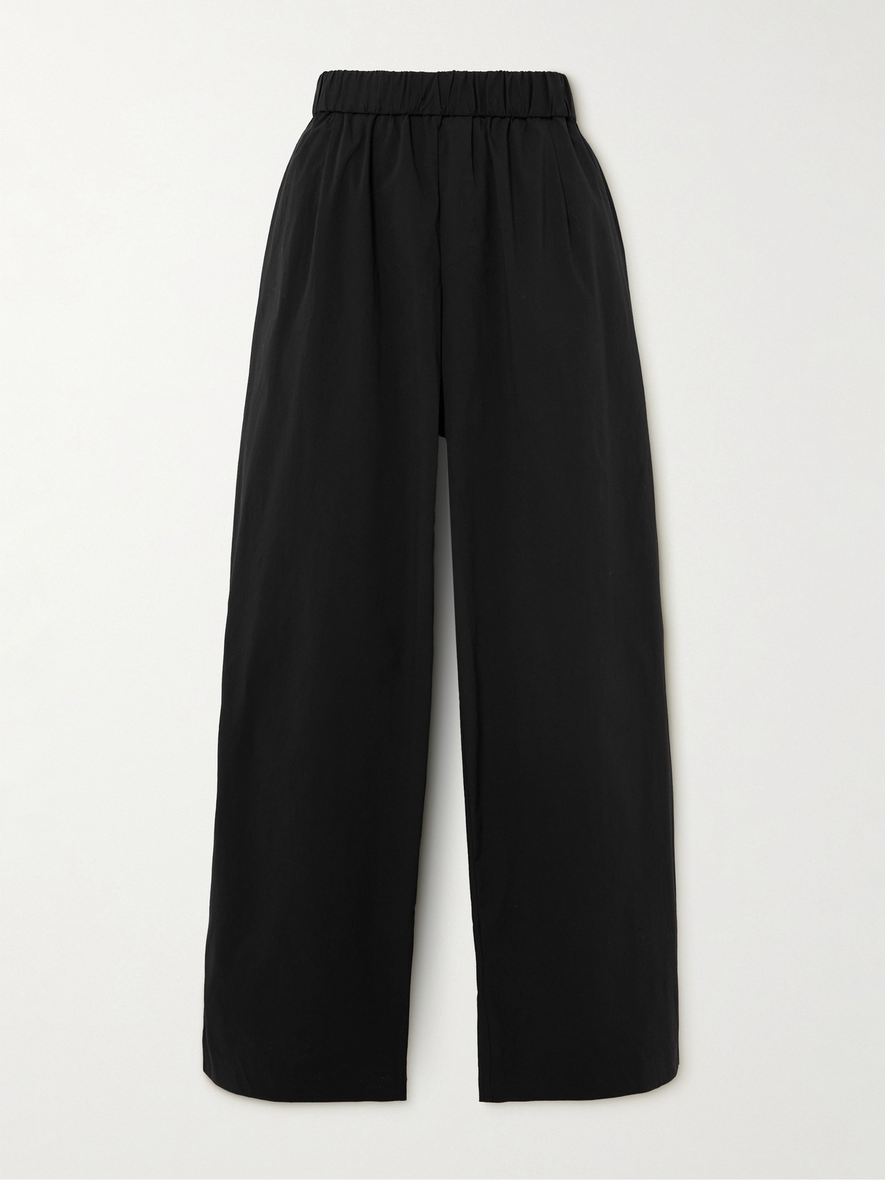 ST. AGNI - Crinkled Cotton-blend Wide-leg Pants - Black