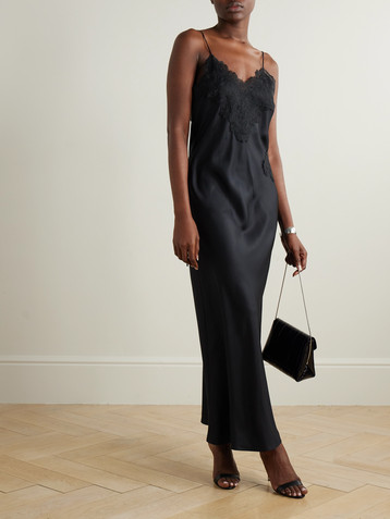 Róhe Lace-trimmed silk-twill maxi dress