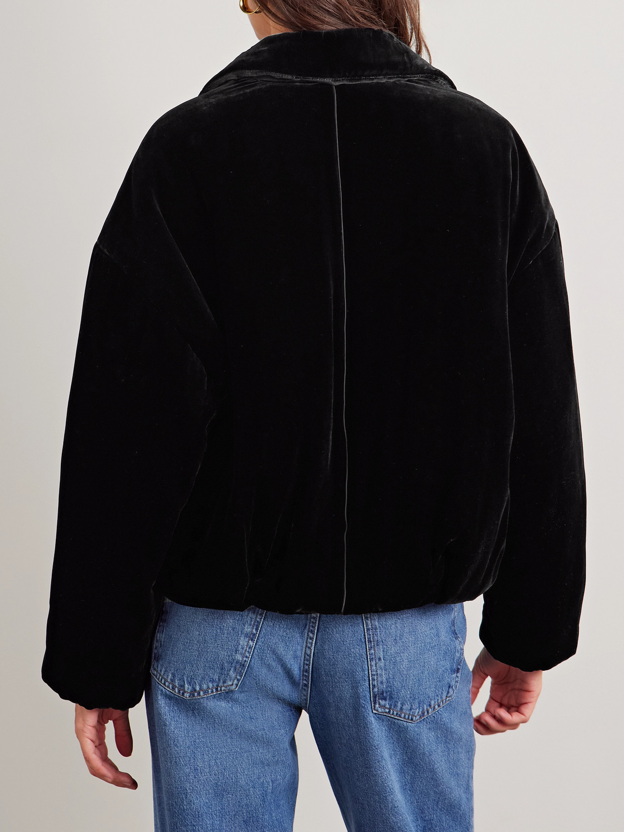 La Ligne Celia Satin-trimmed Padded Velvet Jacket In Black