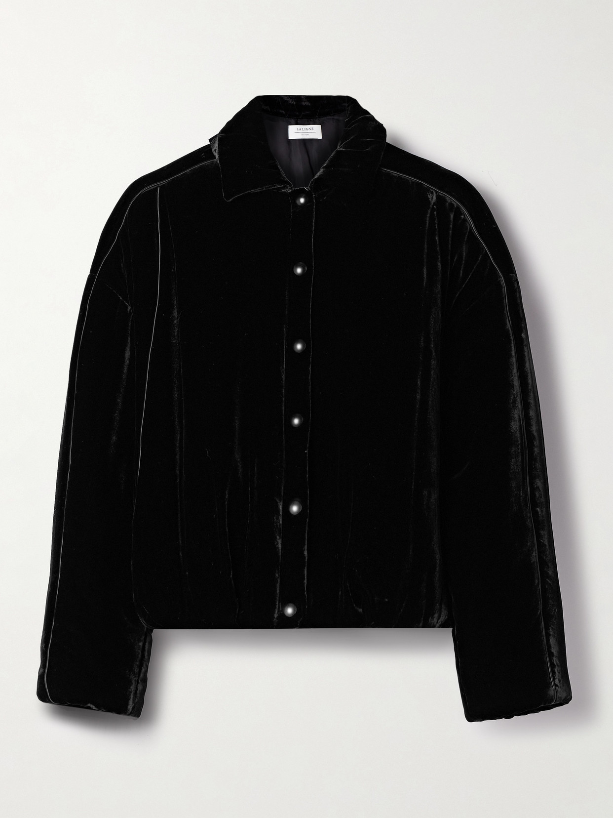 La Ligne - Celia Satin-trimmed Padded Velvet Jacket - Black