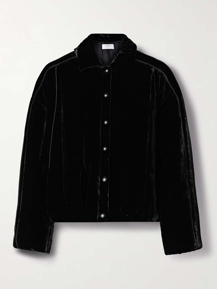 La Ligne Celia Satin-trimmed Padded Velvet Jacket