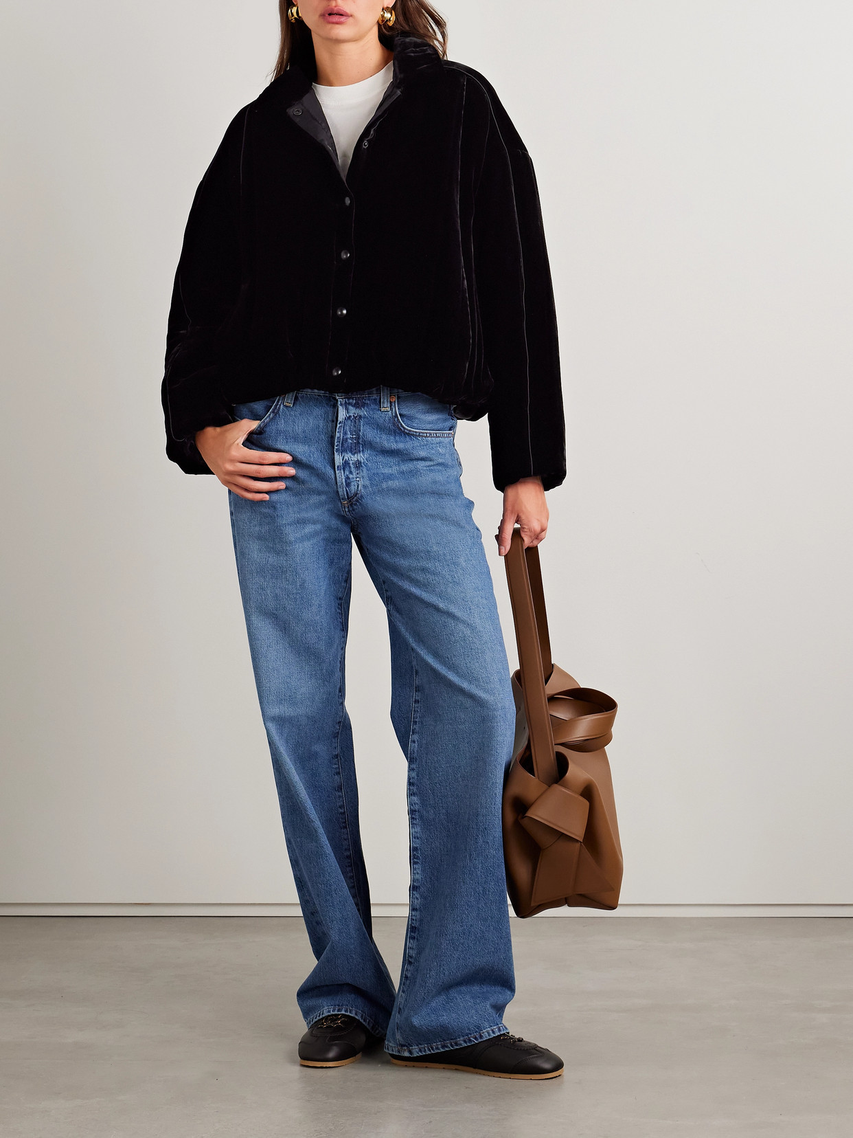 La Ligne Celia Satin-trimmed Padded Velvet Jacket In Black
