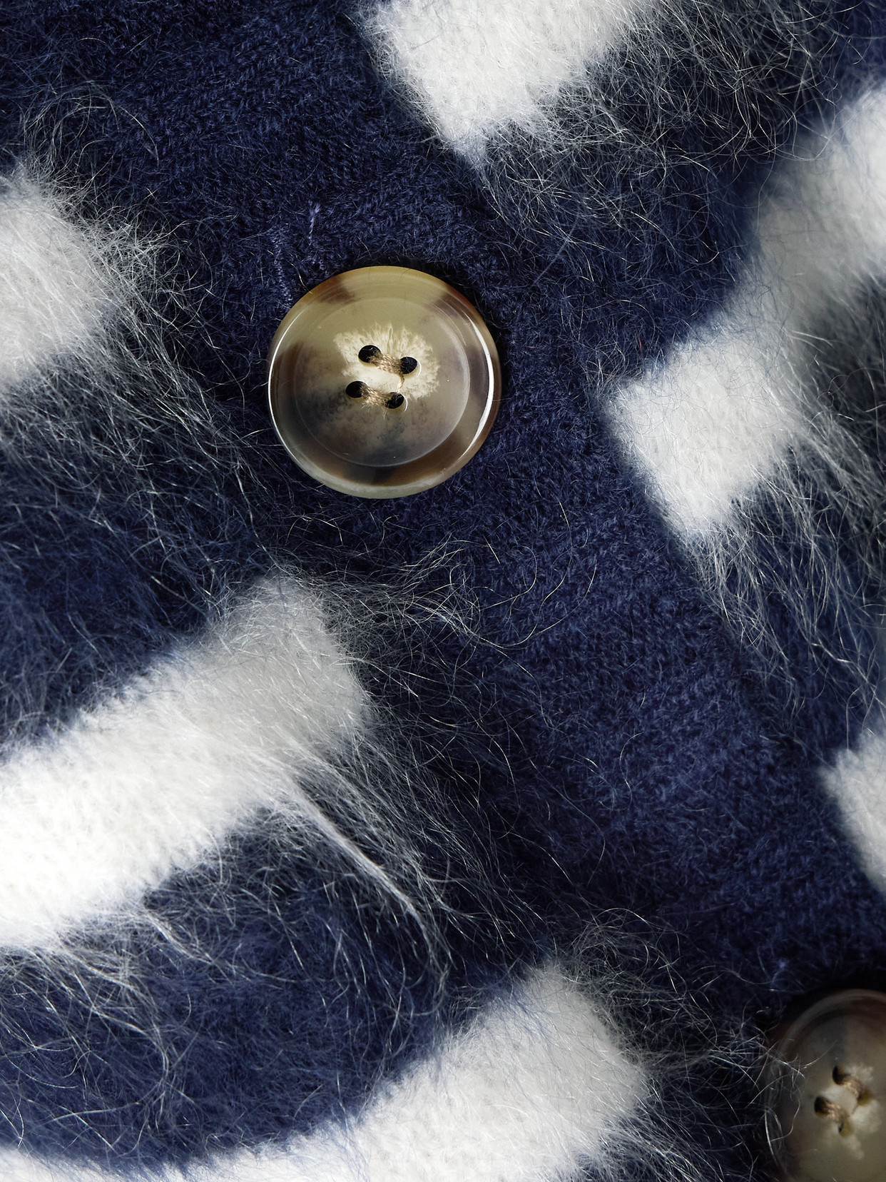 La Ligne Striped Brushed-cashmere Cardigan In Blue