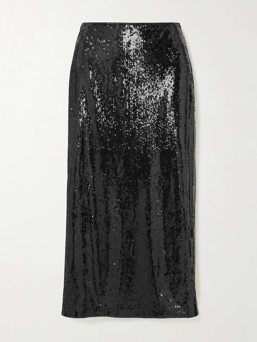 La Ligne Oona Sequined Chiffon Midi Skirt