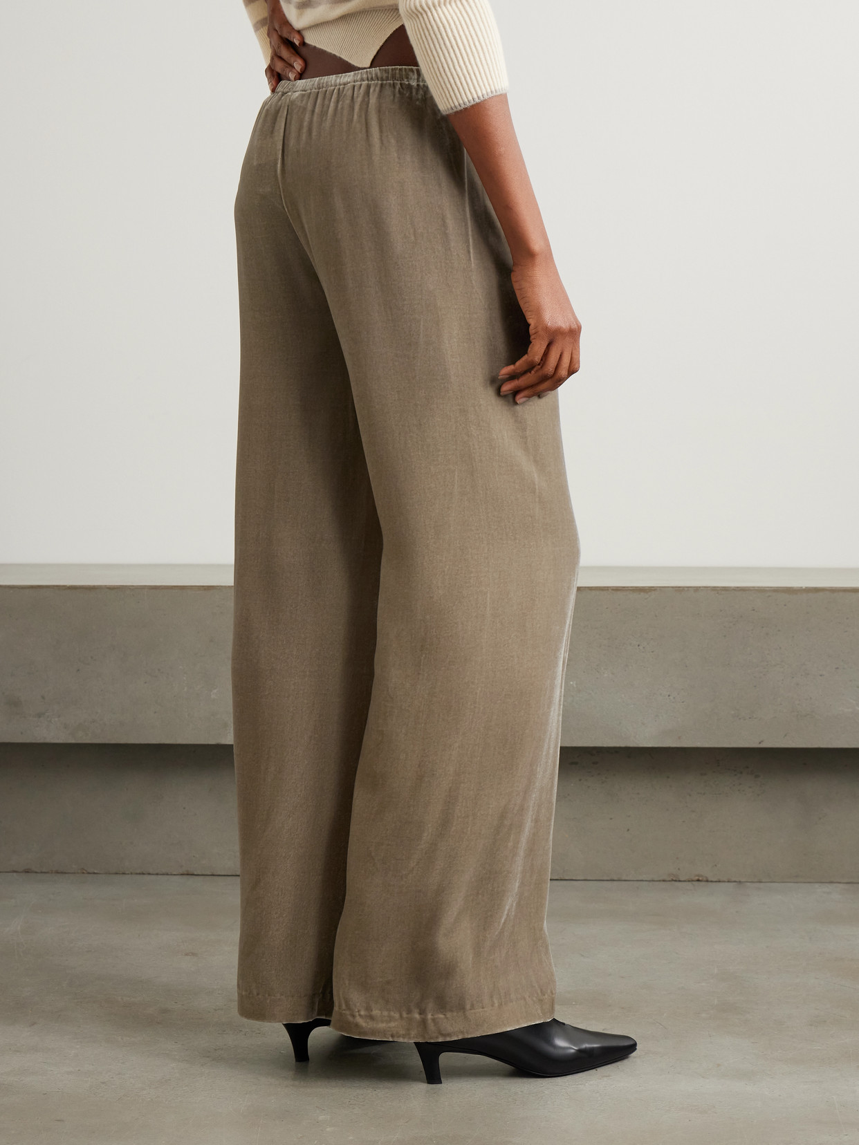 La Ligne Velvet Wide-leg Pants In Brown