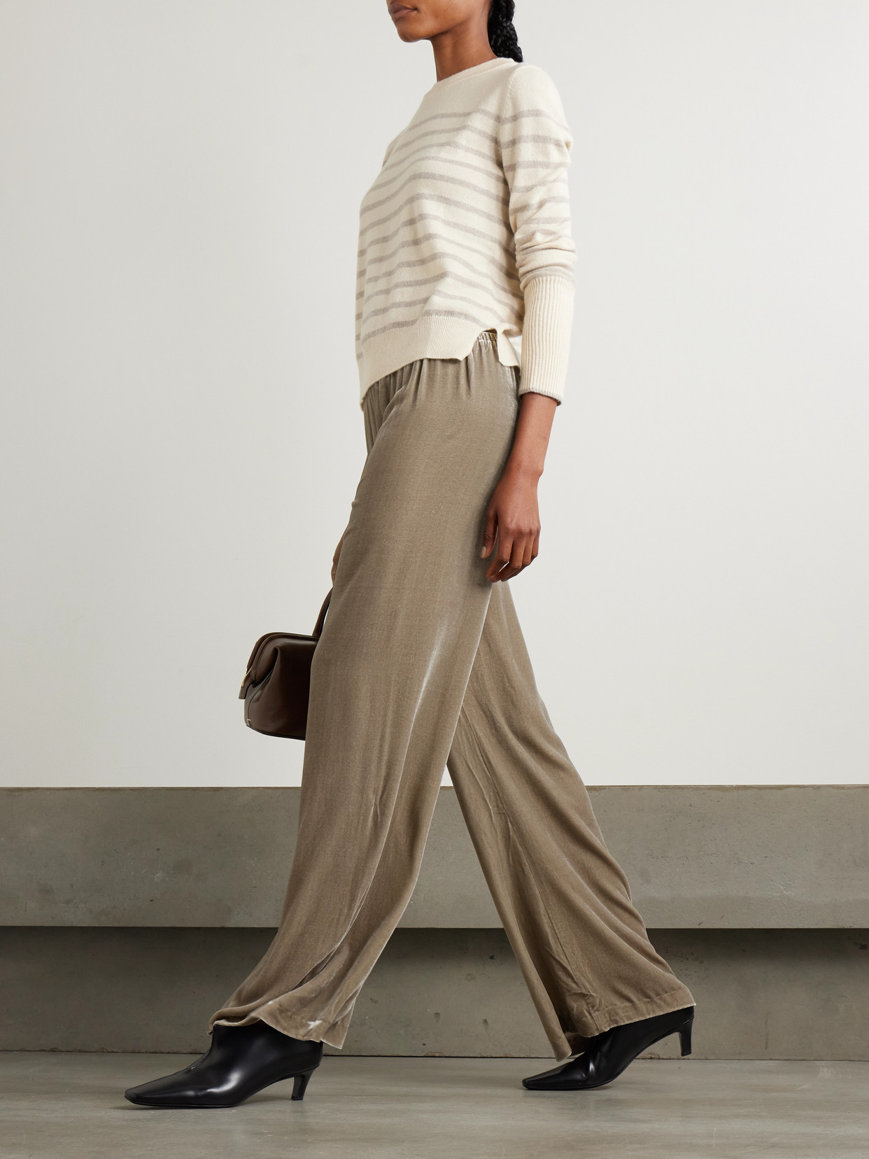 La Ligne Velvet Wide-leg Pants In Brown