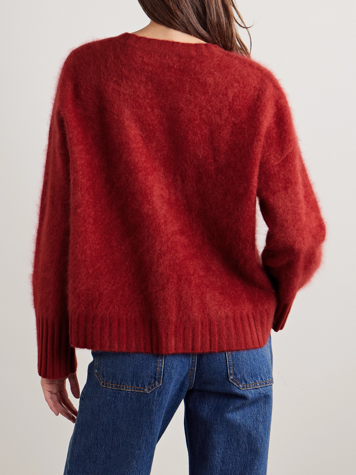 La Ligne Brushed-cashmere Sweater In Burgundy