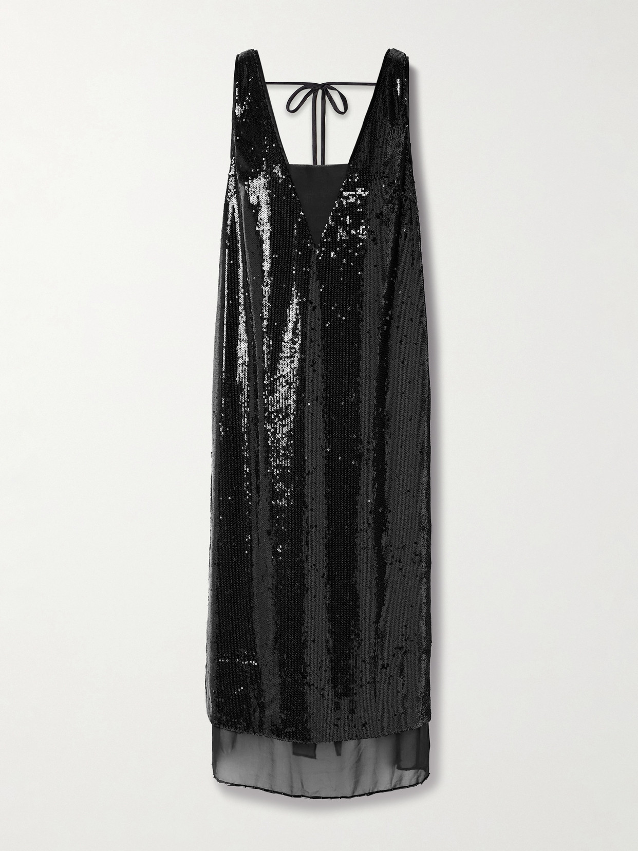 La Ligne Bead-embellished Sequined Jersey Midi Dress In Black