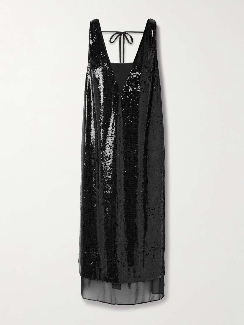 La Ligne Bead-embellished Sequined Jersey Midi Dress