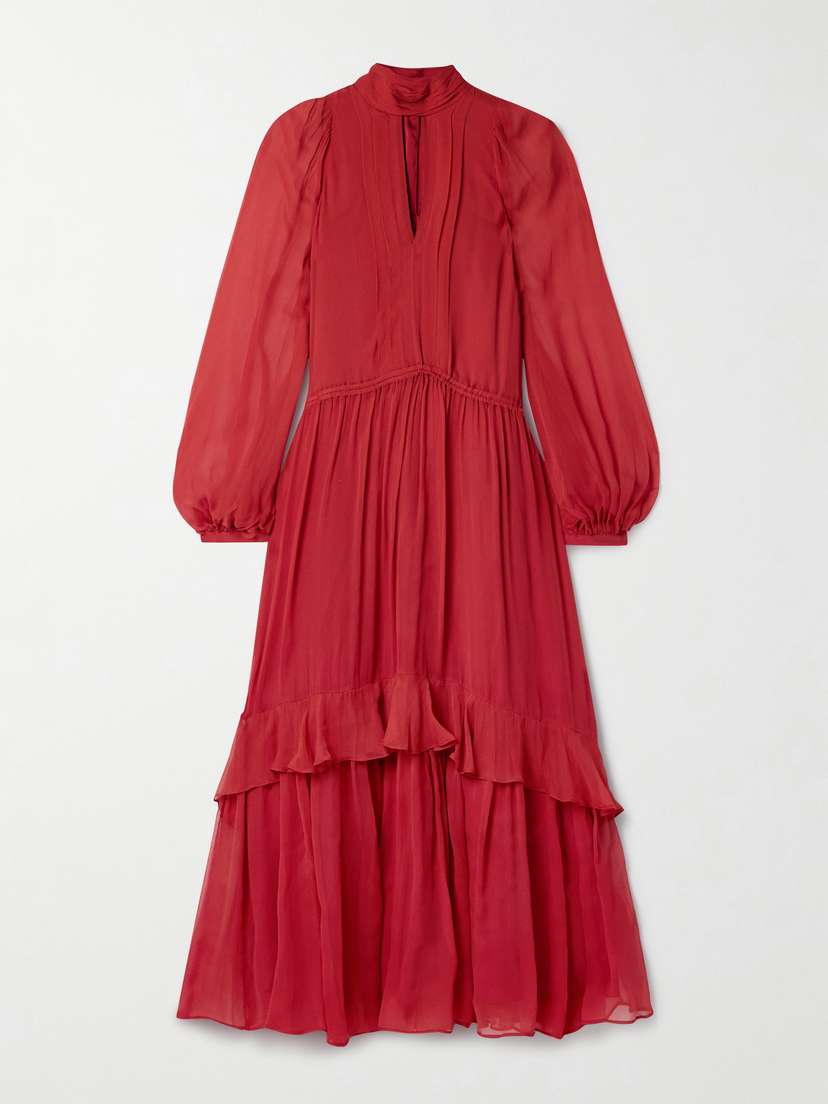 La Ligne Cutout Gathered Silk-crepon Midi Dress