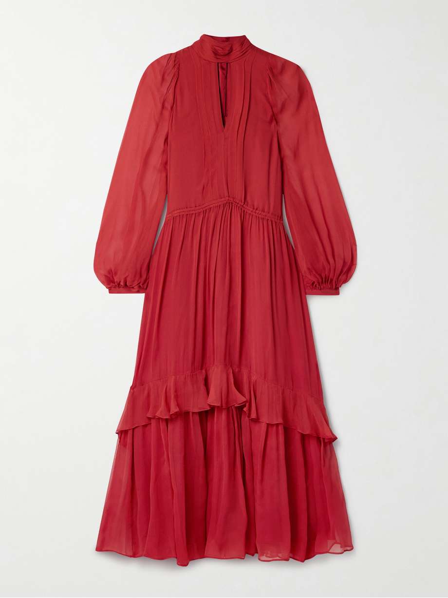 cutout gathered silk-crepon midi dress