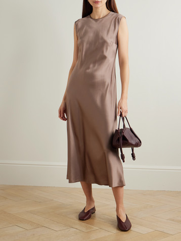JOSEPH Garnier belted silk-satin midi dress