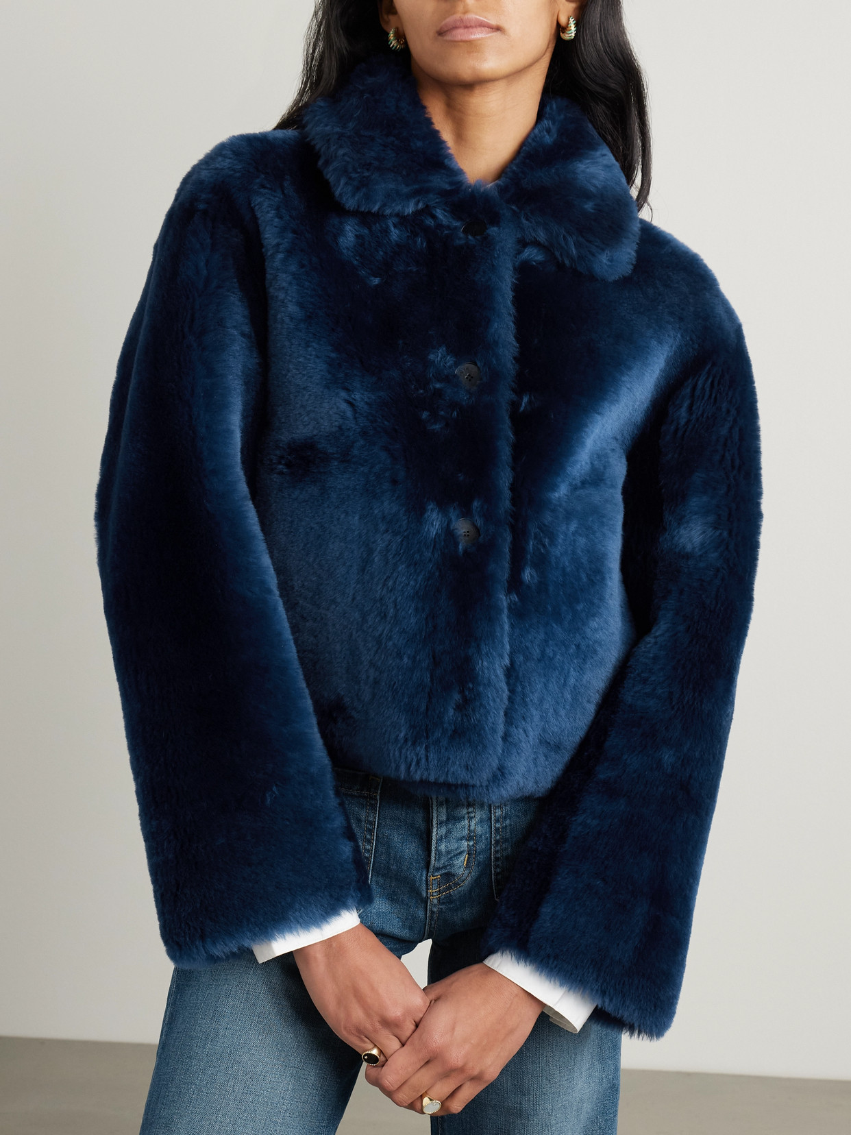 Joseph Alloway Reversible Shearling Jacket In Blue
