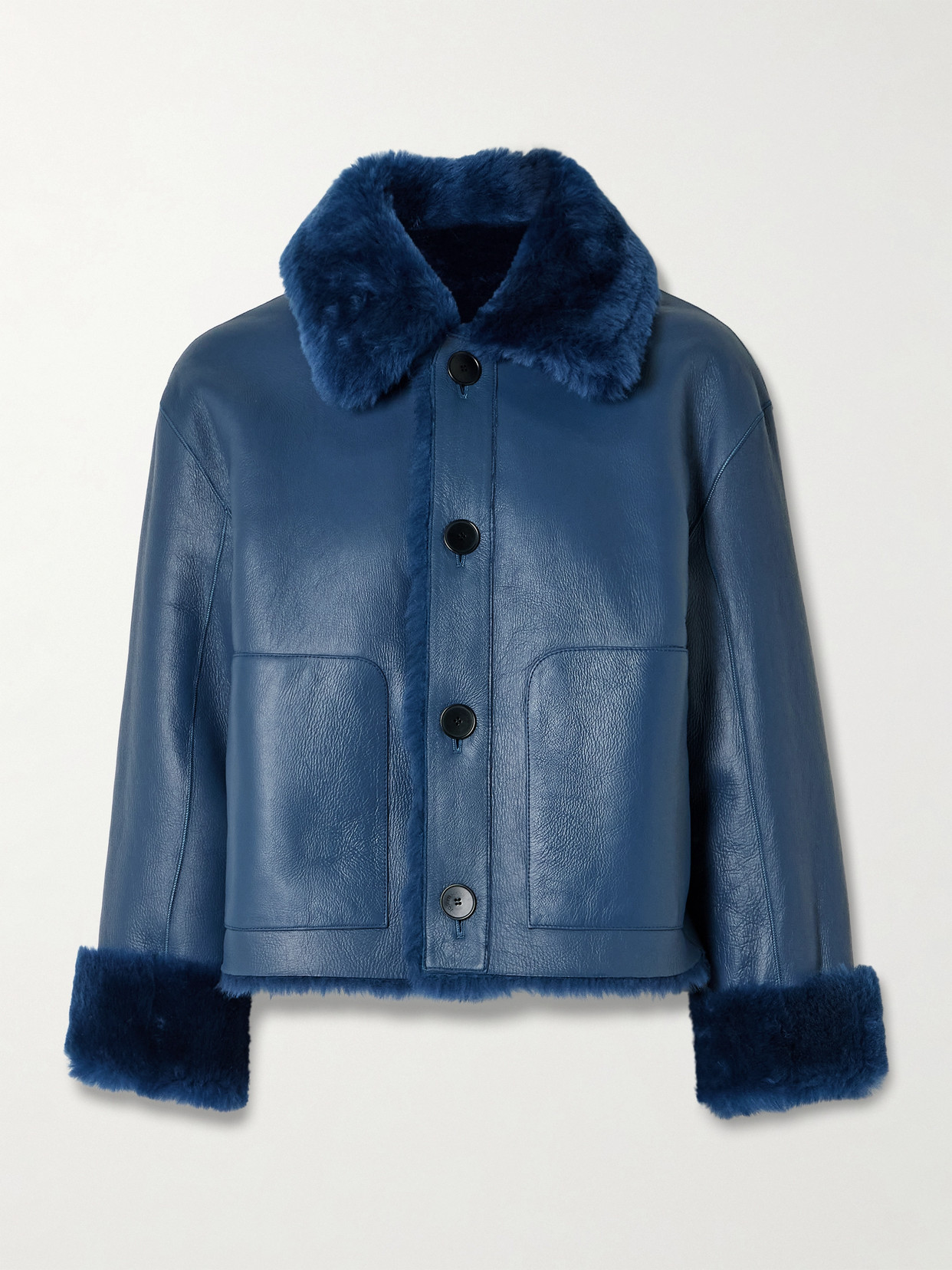 Joseph Alloway Reversible Shearling Jacket In Blue