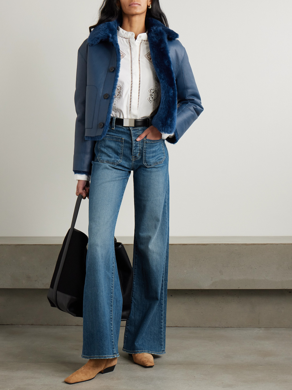 Joseph Alloway Reversible Shearling Jacket In Blue