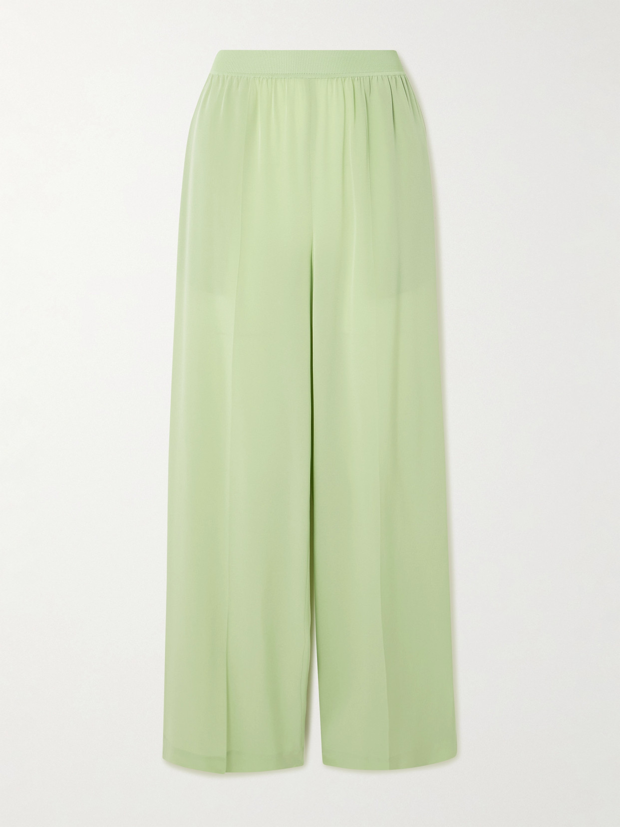 Joseph Hulin Silk Crepe De Chine Wide-leg Pants In Green