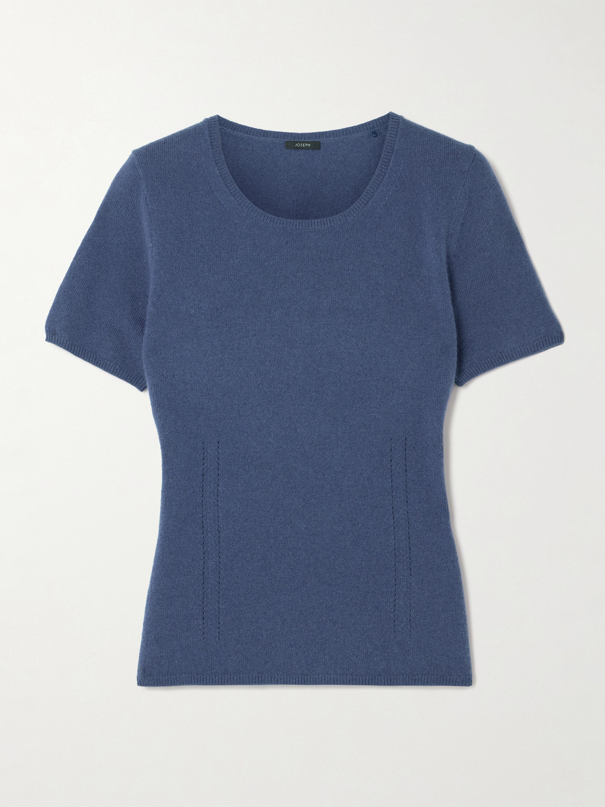 Joseph Pointelle-trimmed Cashmere T-shirt In Blue
