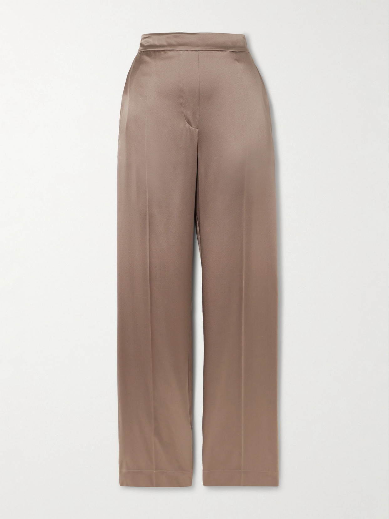 Joseph Tova Silk-satin Straight-leg Pants In Brown