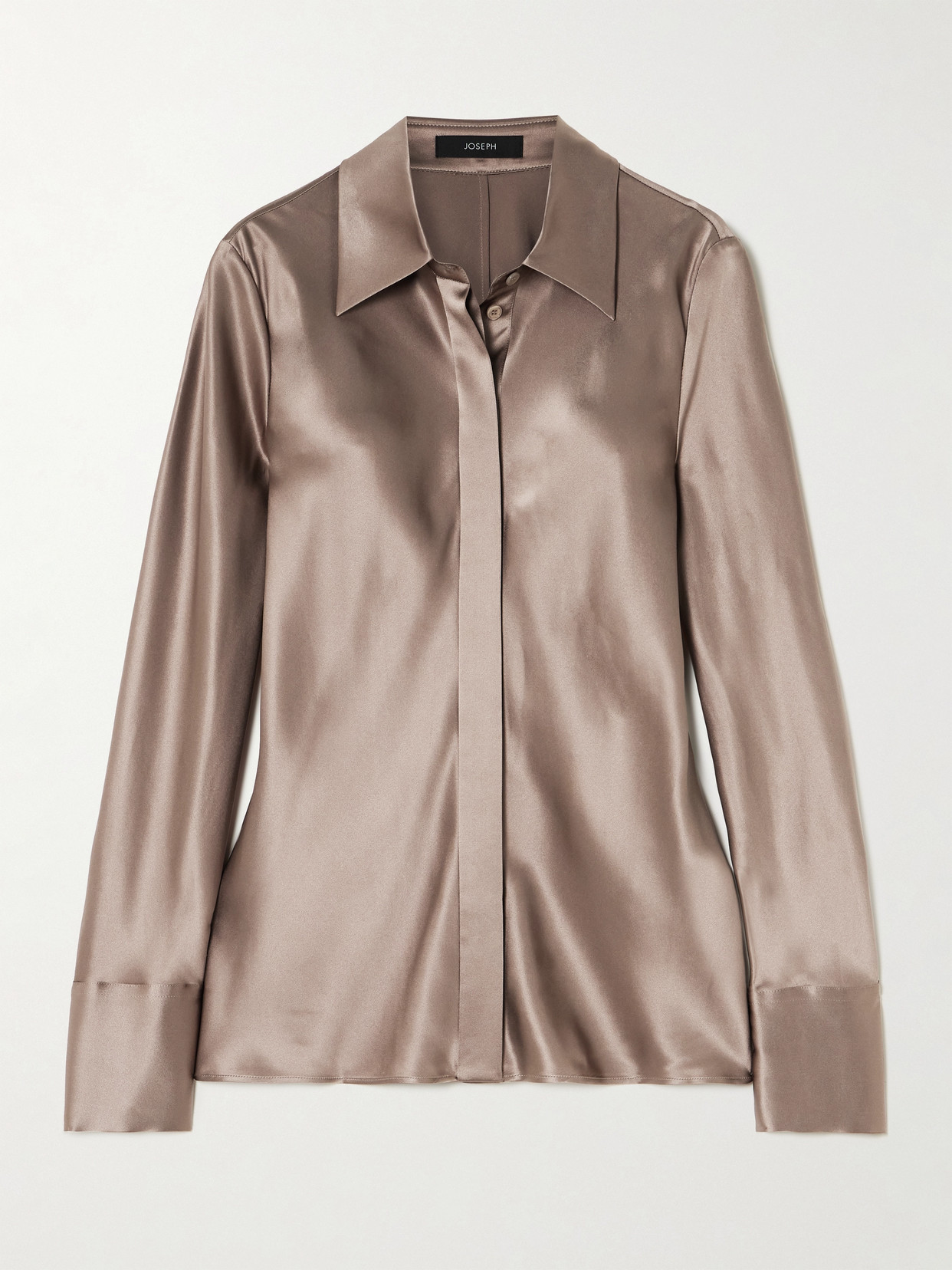 Joseph Brunel Silk-satin Shirt In Brown