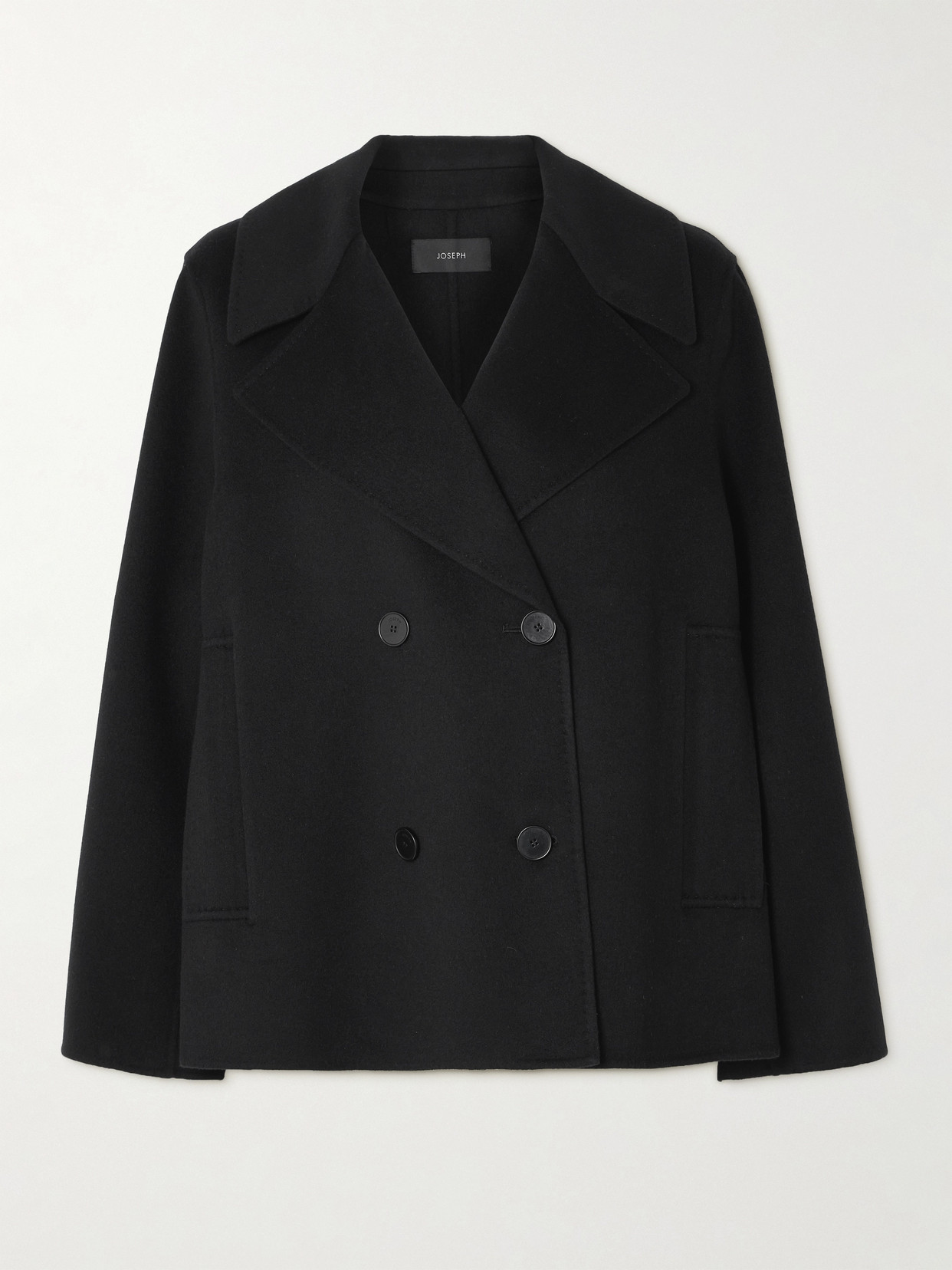 Joseph Gilkes Double-breasted Wool And Silk-blend Felt Coat In Black
