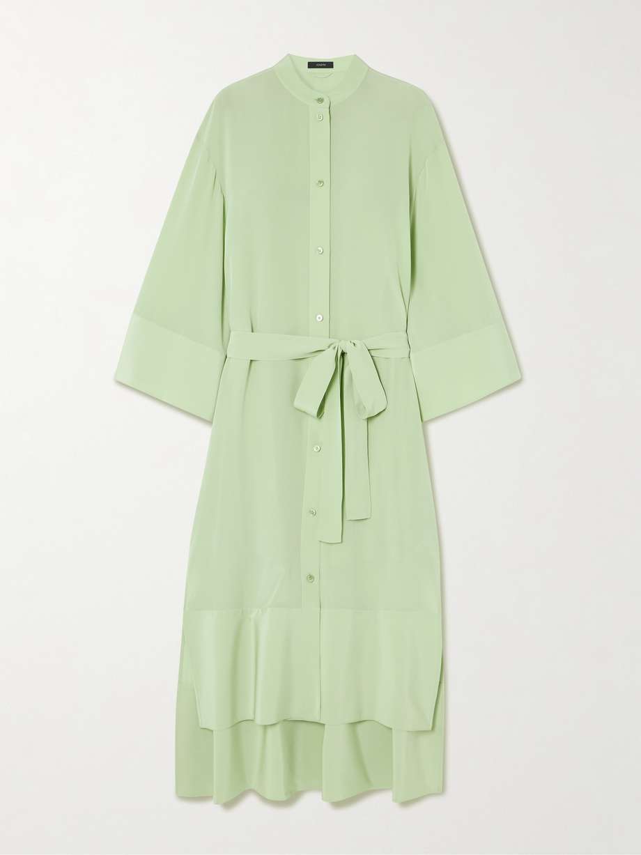 darious belted pleated silk-crepe midi dress